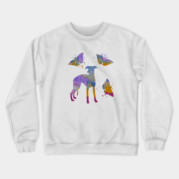 Whippet Art, Colorful Dog, Butterfly Art Crewneck Sweatshirt by BittenByErmines